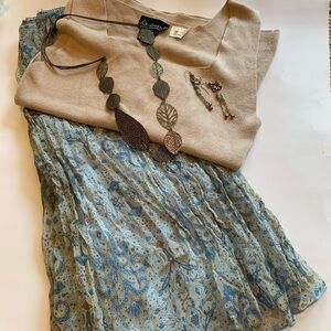 Skirt 2 pc set GREAT AMERICAN SPORTSWEAR crinkled skirt knit top summer vacation